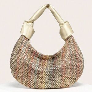 TrendsWoven-Look Pleated Knot Carryall Bag